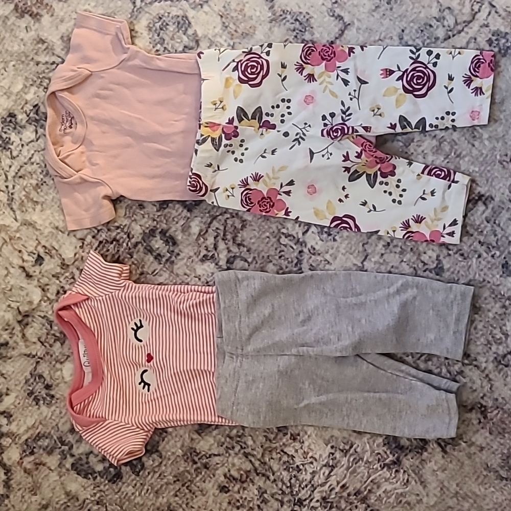 Two 0-3 month baby girl outfits